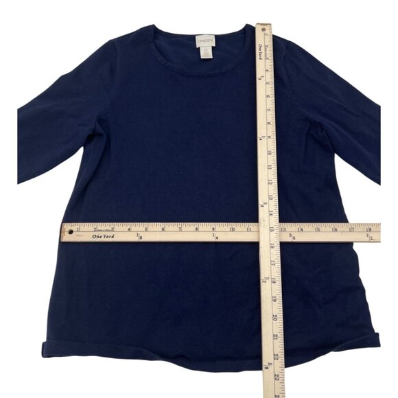 Chicos Womens Navy Long Sleeve Top Size 0 XS Rayon/Polyester Blend - Picture 3 of 5
